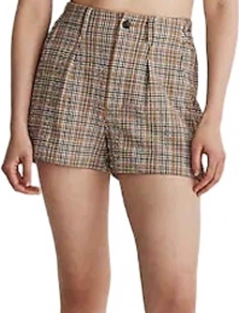 Madewell The Neale Short Gingham Seersucker High Rise Pleated Multicolor 0